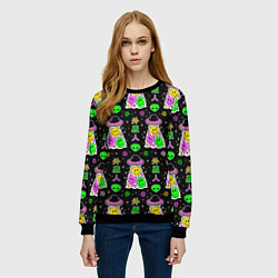 Свитшот женский Паттерн из НЛО, цвет: 3D-черный — фото 2