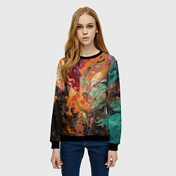 Свитшот женский Красочный хаос, цвет: 3D-черный — фото 2