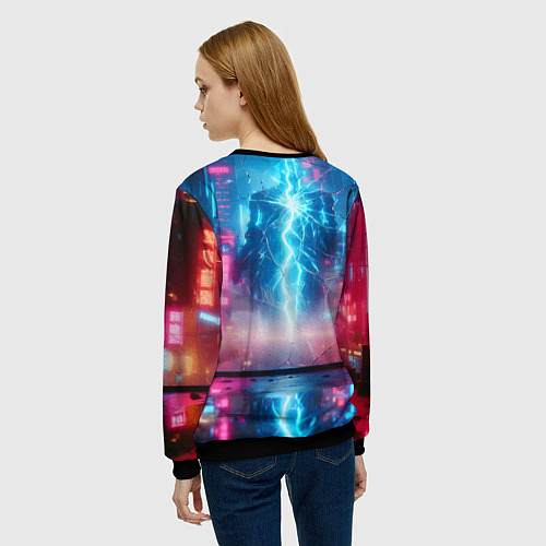 Женский свитшот Барби и дракон - киберпанк нейросеть / 3D-Черный – фото 4