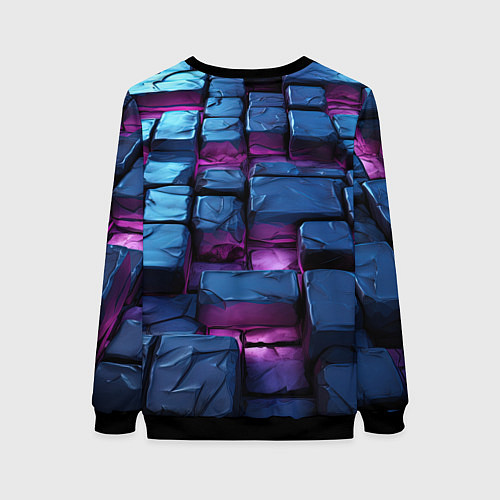 Женский свитшот Неоновые плитки объемные / 3D-Черный – фото 2