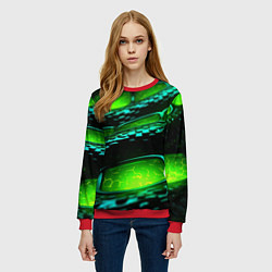 Свитшот женский Зеленая змеиная абстрактная текстура, цвет: 3D-красный — фото 2