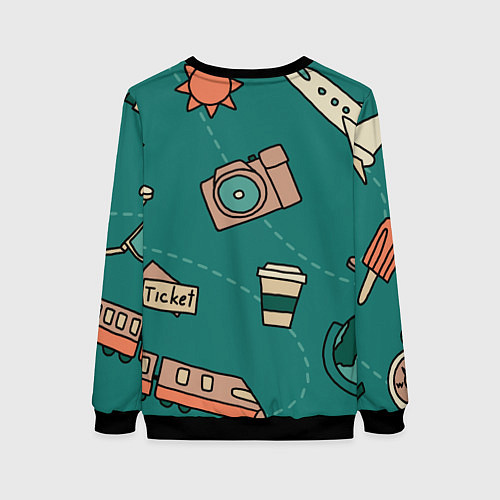 Женский свитшот Предметы для путешествий, транспорт / 3D-Черный – фото 2