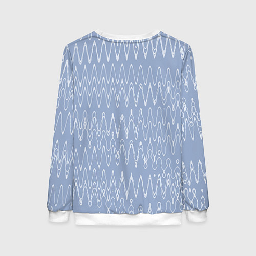 Женский свитшот Кривые линии серо-голубой / 3D-Белый – фото 2