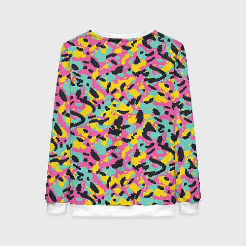 Женский свитшот Пиксельный камуфляжный паттерн в неоновых цветах / 3D-Белый – фото 2