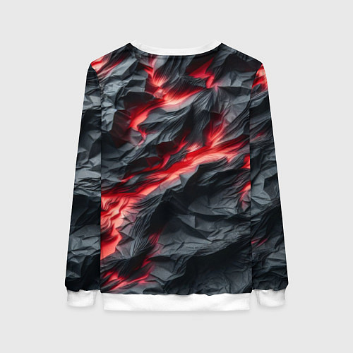 Женский свитшот Раскаленная лава на горных камнях / 3D-Белый – фото 2