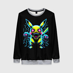 Свитшот женский Pikachu and skeletons - neon glow ai art, цвет: 3D-меланж