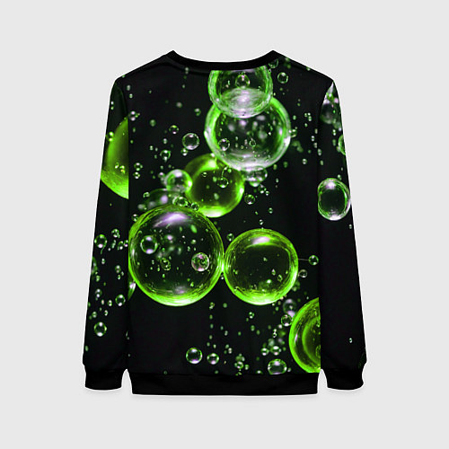 Женский свитшот Зеленые пузыри на черном / 3D-Черный – фото 2