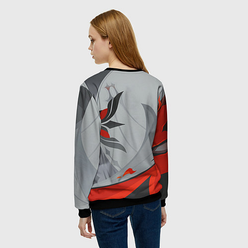 Женский свитшот Arlecchino Genshin Impact / 3D-Черный – фото 4