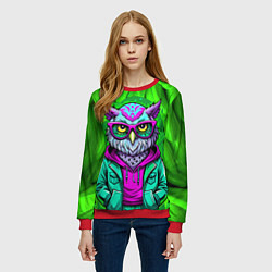 Свитшот женский Сова модница на стиле, цвет: 3D-красный — фото 2
