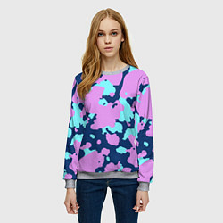 Свитшот женский Паттерн с сиреневыми и голубыми пятнами, цвет: 3D-меланж — фото 2