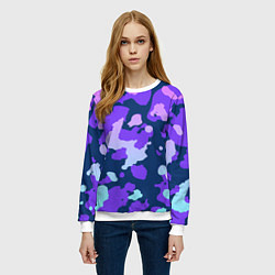 Свитшот женский Паттерн с розовыми фиолетовыми и голубыми пятнами, цвет: 3D-белый — фото 2