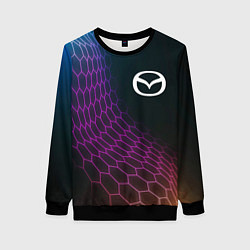 Свитшот женский Mazda neon hexagon, цвет: 3D-черный