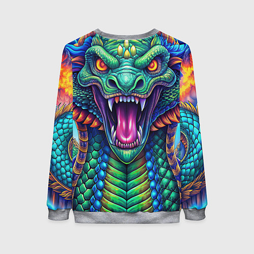 Женский свитшот Крупная змея фэнтези / 3D-Меланж – фото 2