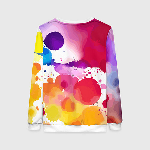 Женский свитшот Яркие абстрактные акварельные кляксы - нейросеть / 3D-Белый – фото 2