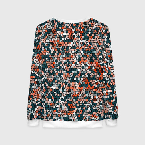 Женский свитшот Красно-бирюзовый паттерн мелкая мозаика / 3D-Белый – фото 2