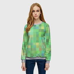 Свитшот женский Пиксели в зеленом, цвет: 3D-меланж — фото 2