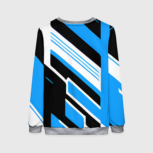 Женский свитшот Бело-синие полосы на чёрном фоне / 3D-Меланж – фото 2