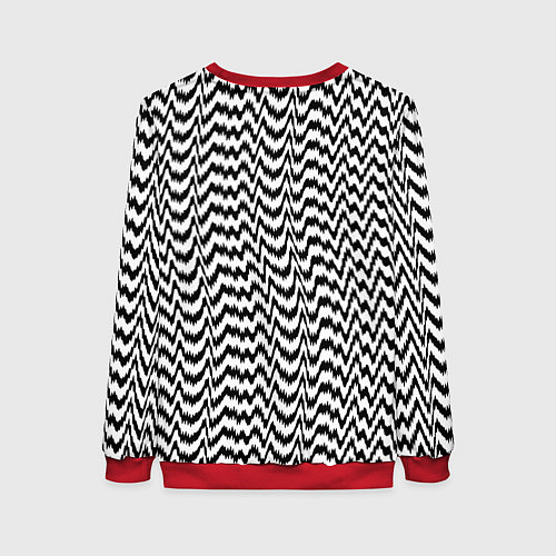 Женский свитшот Черно-белые кривые / 3D-Красный – фото 2