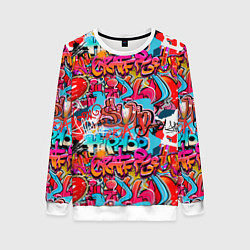 Свитшот женский Hip hop graffiti pattern, цвет: 3D-белый