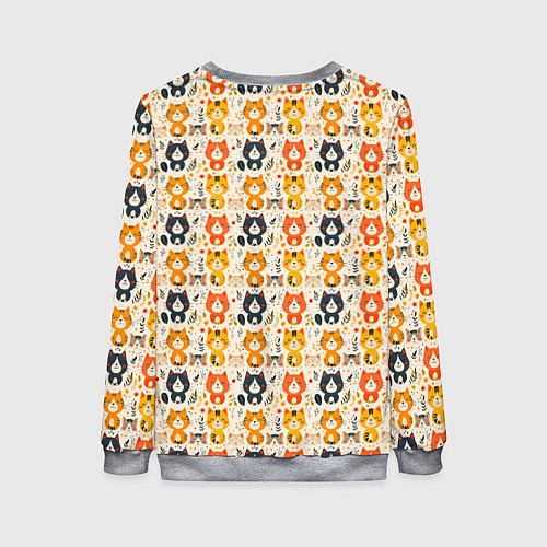 Женский свитшот Разноцветные котята ретро узор / 3D-Меланж – фото 2