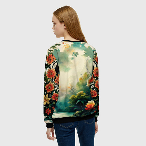 Женский свитшот Якудза самурай кот с мечом / 3D-Черный – фото 4