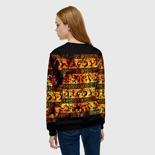 Женский свитшот Кокопелли - танцы в огне / 3D-Черный – фото 4