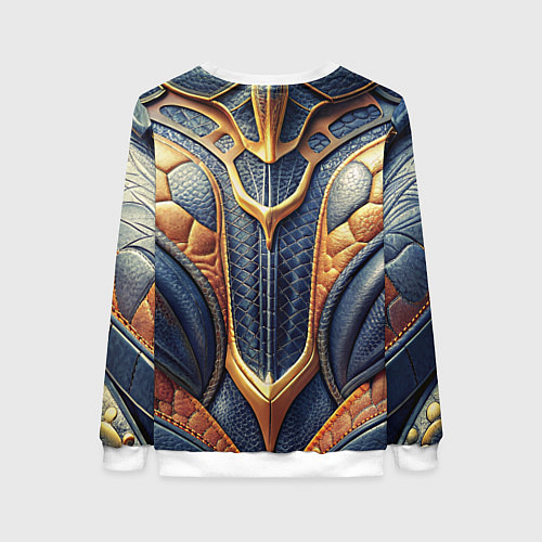 Женский свитшот Темная кожаная броня с желтой оплеткой / 3D-Белый – фото 2