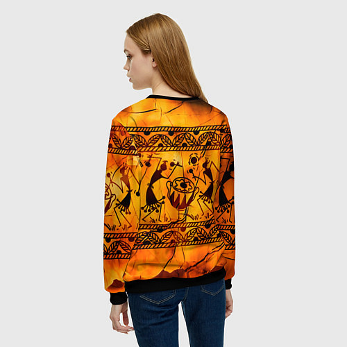 Женский свитшот Африканские наскальные рисунки / 3D-Черный – фото 4