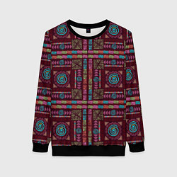 Свитшот женский Орнамент пейсли, цвет: 3D-черный