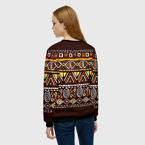 Женский свитшот Африканский традиционный орнамент / 3D-Черный – фото 4