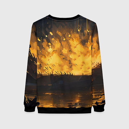 Женский свитшот Гитарист играющий в пламени / 3D-Черный – фото 2