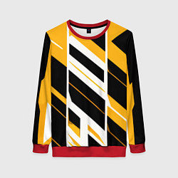 Женский свитшот Black and yellow stripes on a white background