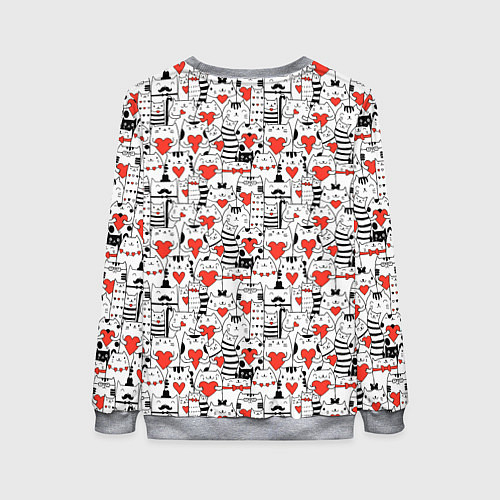 Женский свитшот Котики держат сердечки / 3D-Меланж – фото 2