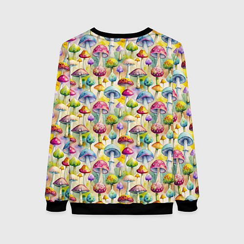 Женский свитшот Грибной узор / 3D-Черный – фото 2