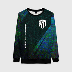 Свитшот женский Atletico Madrid glitch blue, цвет: 3D-черный