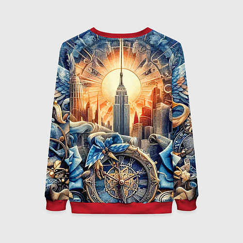 Женский свитшот American collage - ai art / 3D-Красный – фото 2