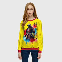 Свитшот женский Японский самурай - акварель Япония, цвет: 3D-красный — фото 2