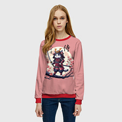 Свитшот женский Kitten samurai - bushido ai art, цвет: 3D-красный — фото 2