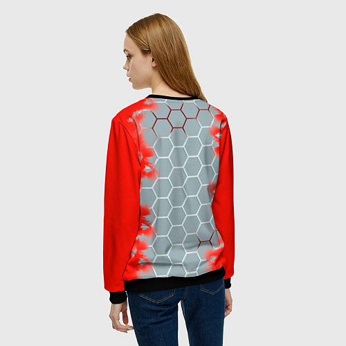 Женский свитшот Россия абстрактные соты / 3D-Черный – фото 4