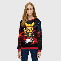 Свитшот женский Радостный Пикачу рок звезда, цвет: 3D-красный — фото 2