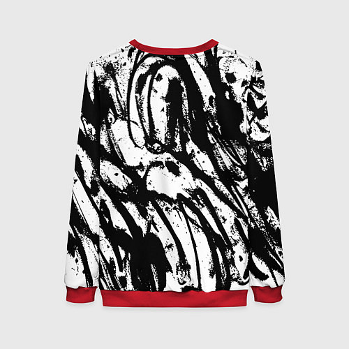 Женский свитшот Чёрно-белая абстракция: нейросеть / 3D-Красный – фото 2