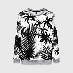 Свитшот женский Чёрно белые пальмы, цвет: 3D-меланж