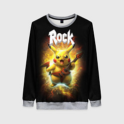 Женский свитшот Пикачу рокер с электрогитарой