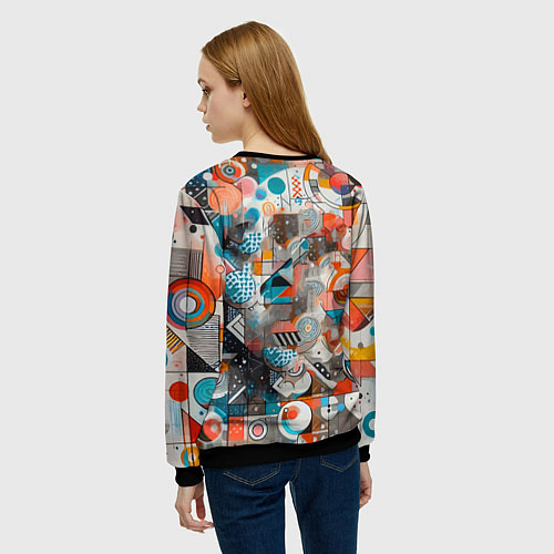 Женский свитшот Лицо прекрасной девушки - граффити / 3D-Черный – фото 4