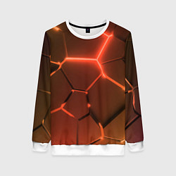 Женский свитшот Оранжевые неоновые плиты в разломе