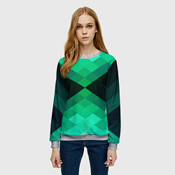 Свитшот женский Изумрудная мозаика, цвет: 3D-меланж — фото 2