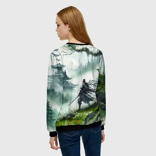 Женский свитшот Samurai - ghost of Tsushima / 3D-Черный – фото 4