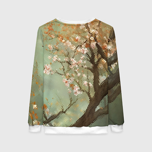 Женский свитшот Девушка по сакурой / 3D-Белый – фото 2