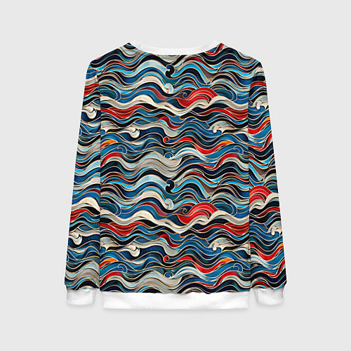 Женский свитшот Разноцветные абстрактные волны / 3D-Белый – фото 2
