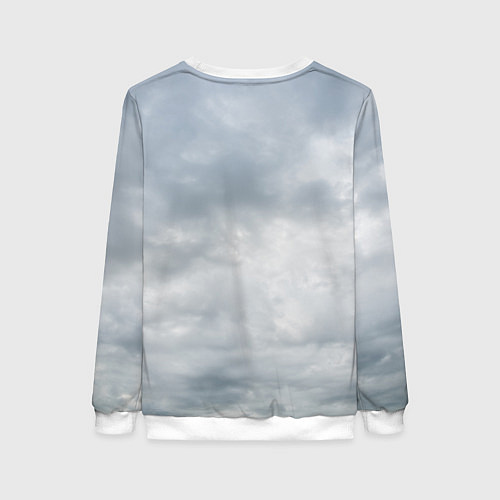 Женский свитшот Вороны одина в кельтском орнаменте на фоне неба / 3D-Белый – фото 2